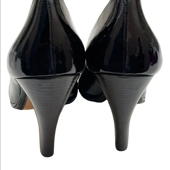 DELMAN black patent leather Bonnie heels size 8.5M - Picture 5 of 10